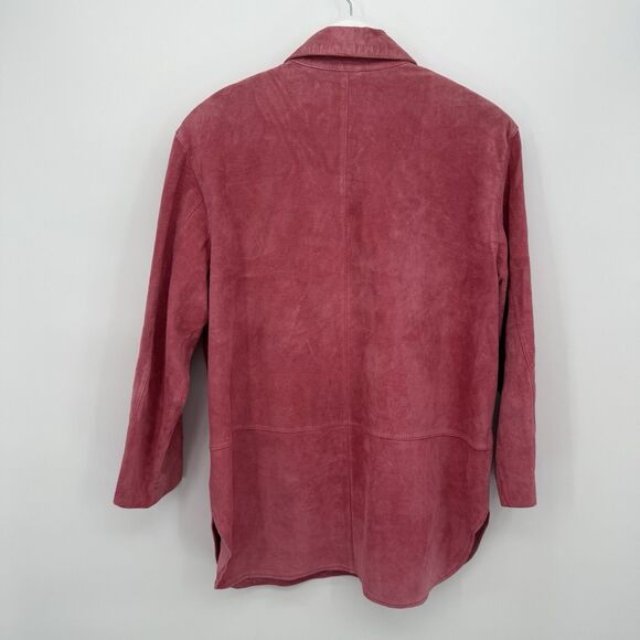 Willi Smith Vintage Pink Suede Leather Button Front Jacket Size 12 - Picture 8 of 10